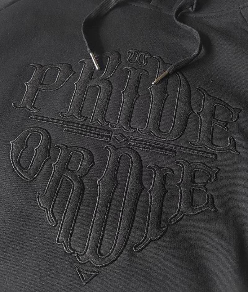 PRIDE OR DIE reckless hoodie-Total black